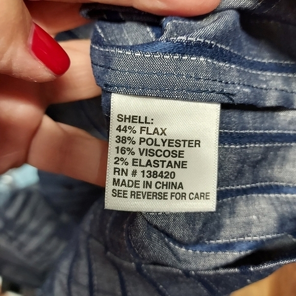 Etcetera E3 Blue striped NWT shirt dress drawstring waist collar, size 2 - Picture 14 of 15